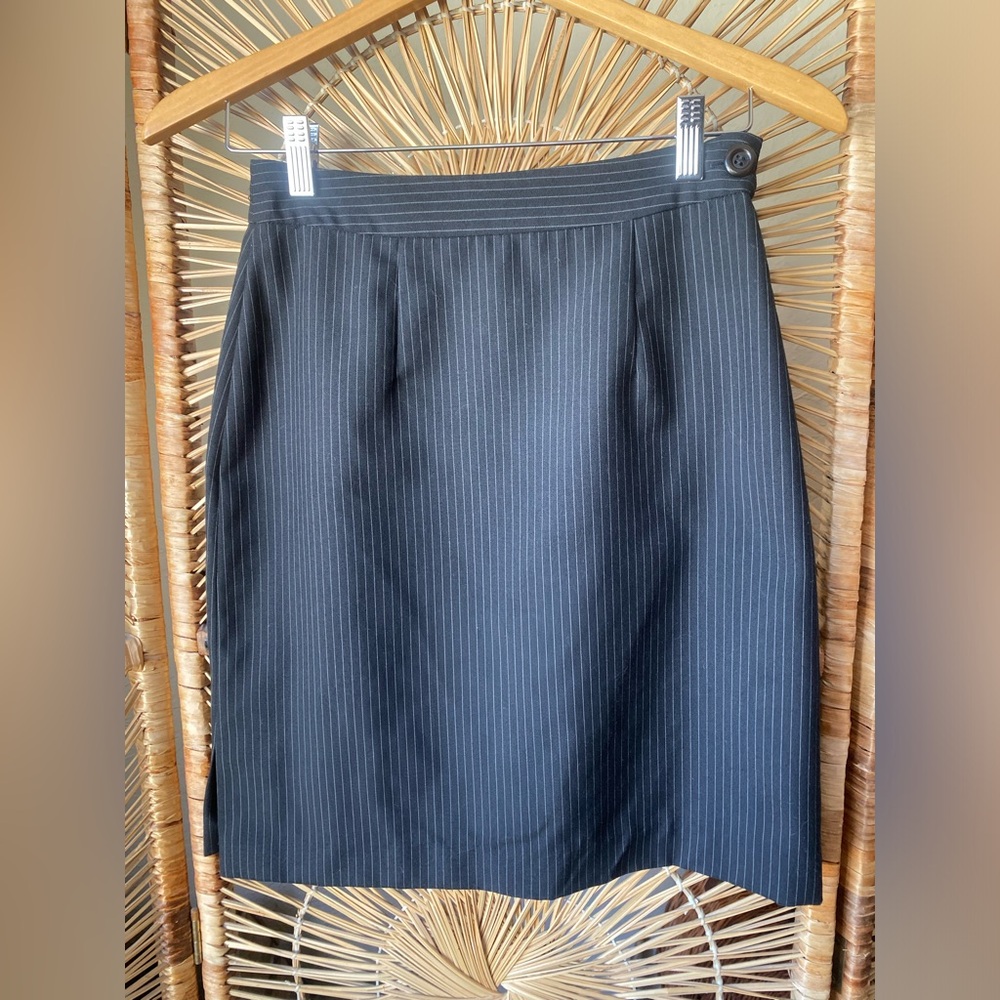Women's Black Pinstripe Pencil Skirt the Executive Size Small Office Siren